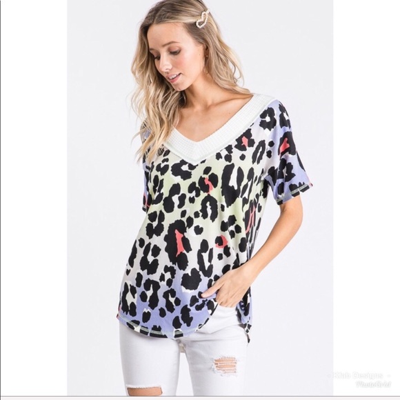 ❤️LAST 2! Animal Print Contrast Band V Neck Top! - Picture 8 of 8